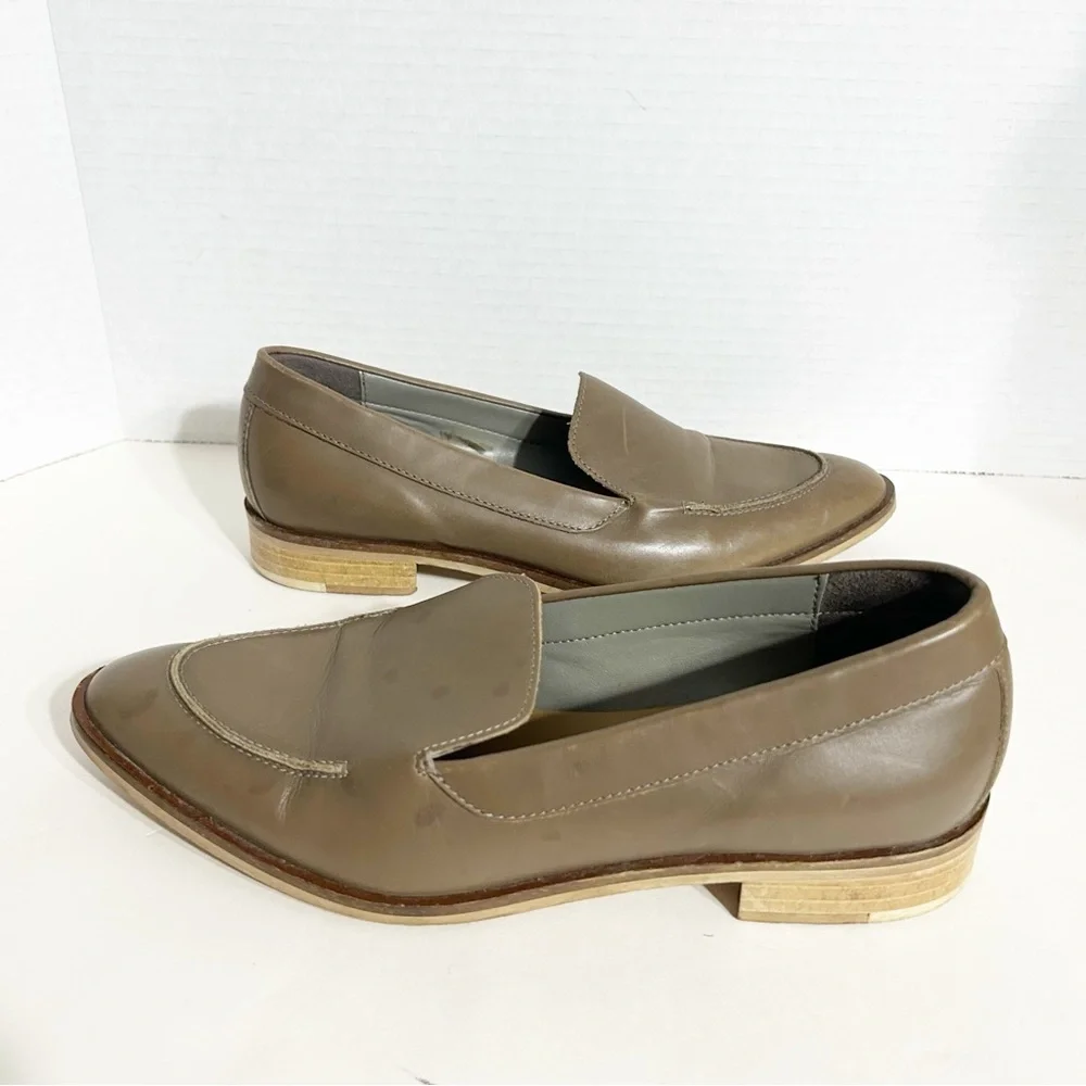 Everlane The Modern Leather Loafers Flats Shoes Olive Green /Taupe Made in Italy - Picture 8 of 16